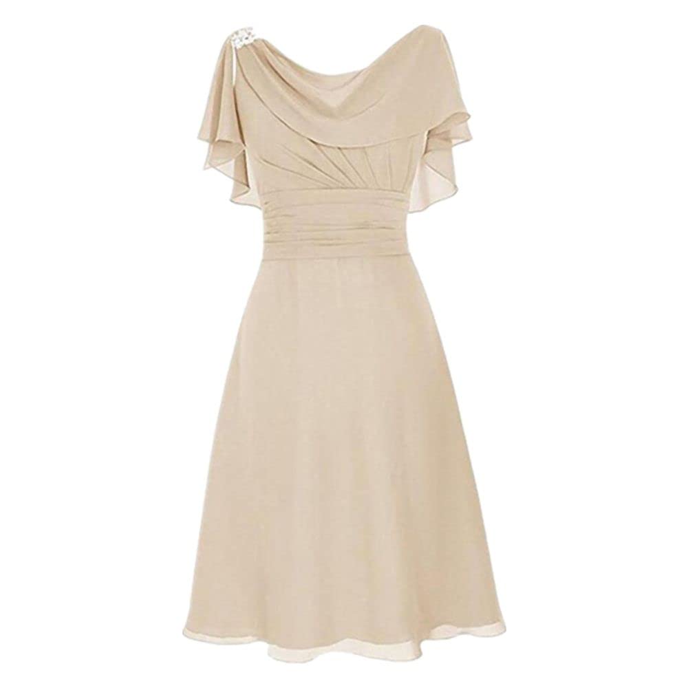 Elegant NH Women's Knee-Length Prom Dress for Wedding, Party & Formal Events - Shoulder Straps for Comfort & Style - Perfect for Evening Galas, Bridal Showers & Cocktail Parties