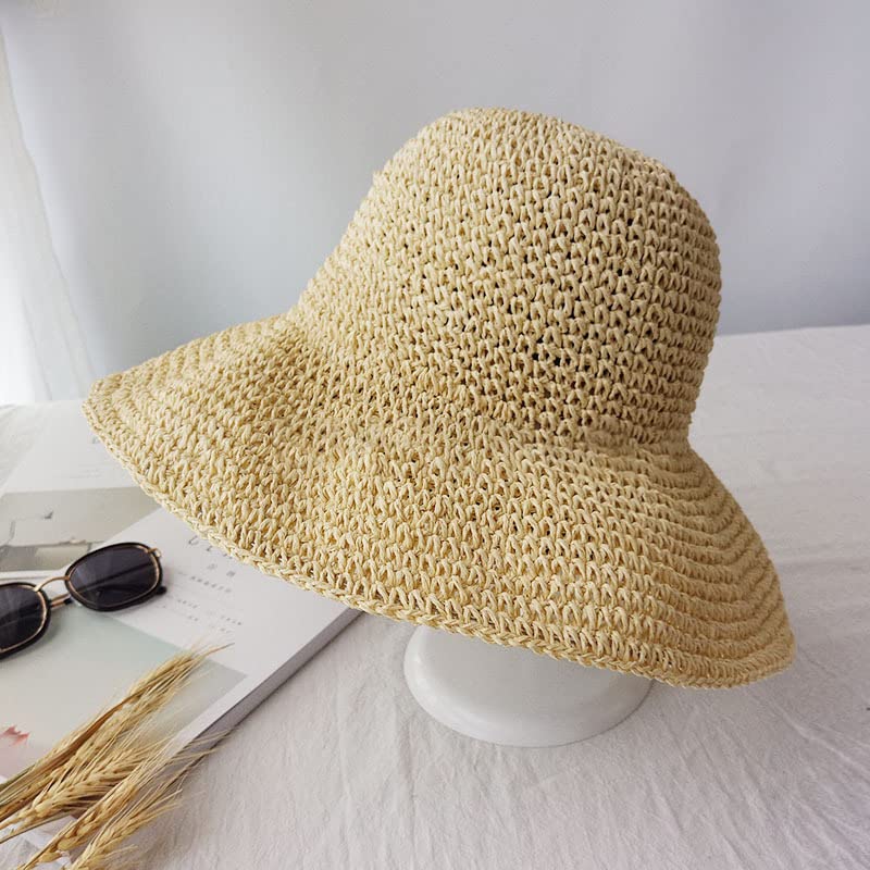 Women's Wide Brim Straw Sun Hat - UPF 50+ UV Protection Summer Beach Hat with Drooping Brim - Handmade Retro Style for Outdoor, Travel, Gardening and Vacation Accessories