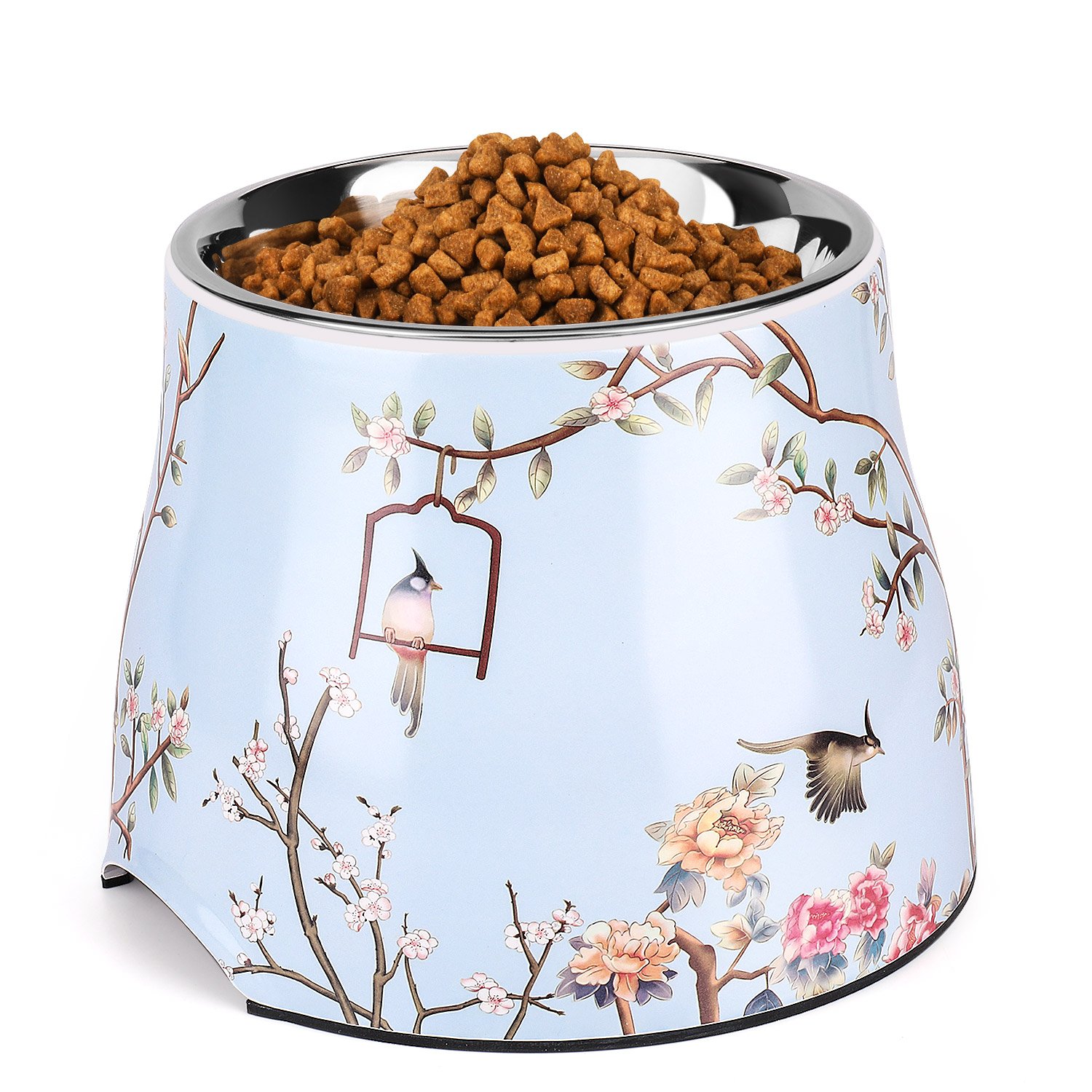 **Elevated Dog Bowl with Removable Stainless Steel Feeder - No-Slip Rubber Base, 31oz Raised Pet Dish for Small & Medium Dogs & Cats (Blue, 2-Pack) - Perfect for Mealtime & Reducing Neck Strain**