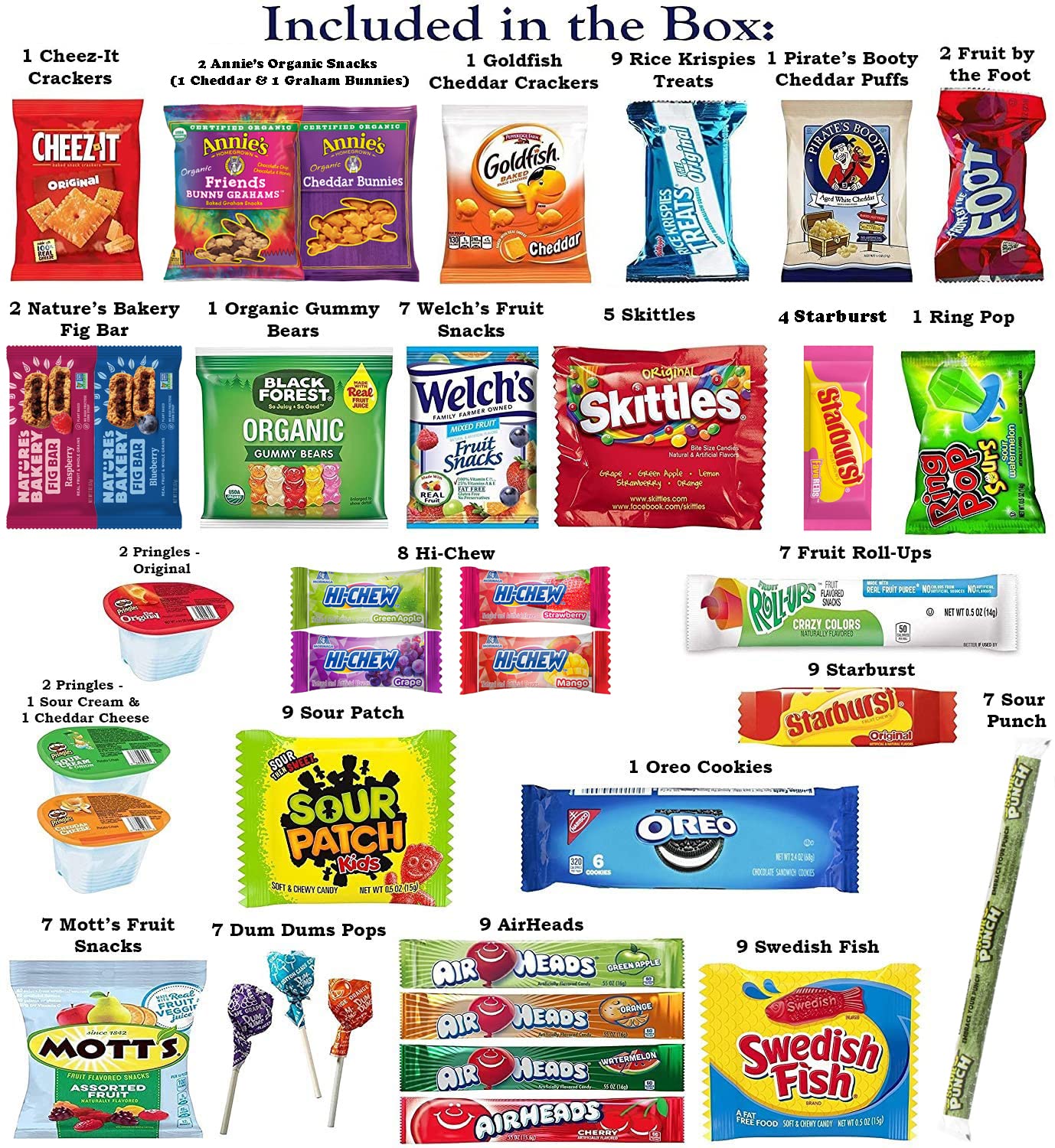Foxy Fane 150 Count Ultimate Gift Snack Box - Variety Assortment of Chips, Cookies, Candy & Crackers | Bulk Snack Care Package for Parties, Office Treats & Gift Baskets | Deluxe Pack with 150 Delicious Snacks