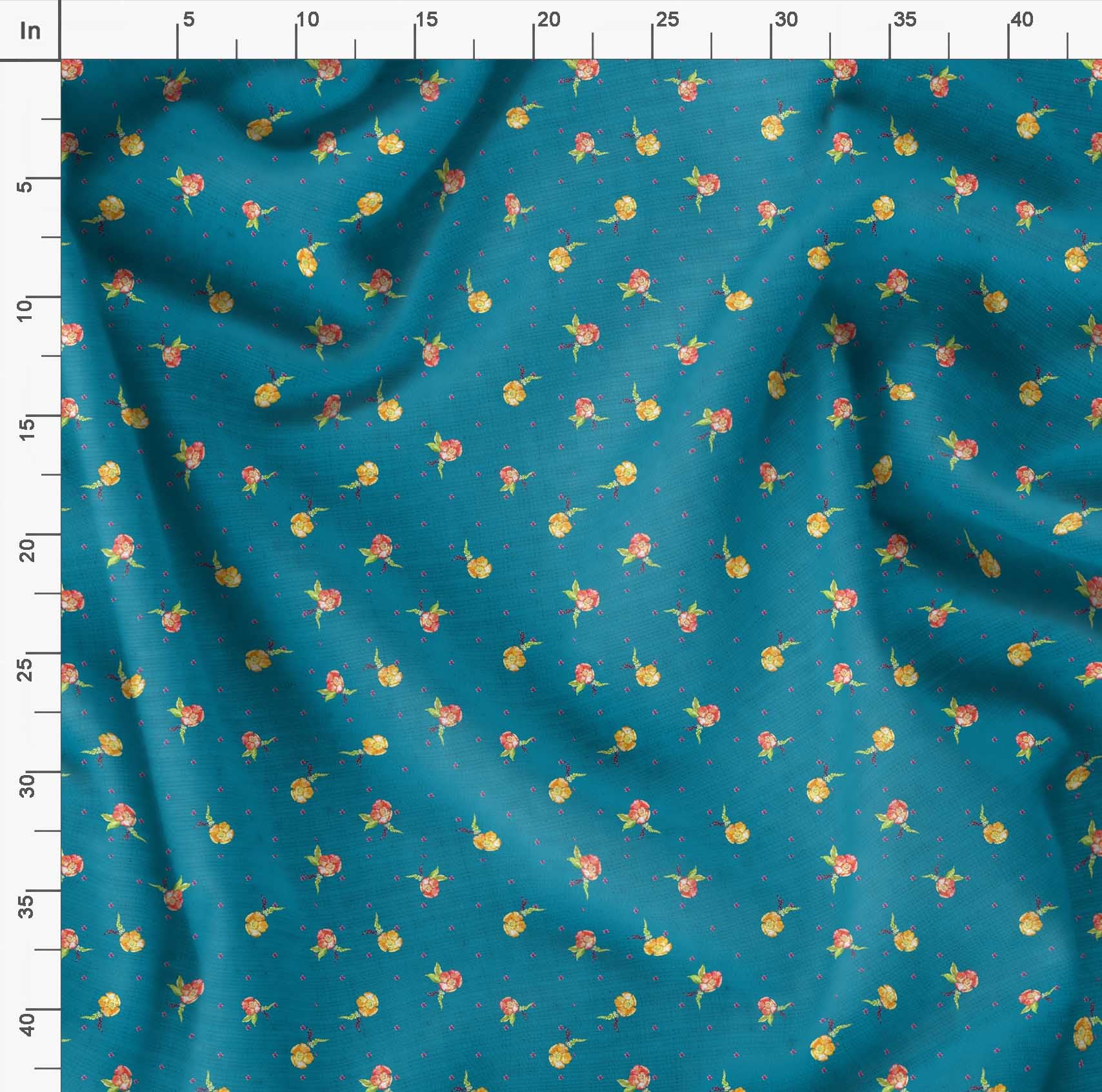Soimoi Moss Georgette Blue Floral Fabric by The Yard - 42 Inch Wide Clarkia Rubicunda Printed Textile for Trendy Apparel - Perfect for Dresses, Blouses, Scarves & DIY Fashion Projects