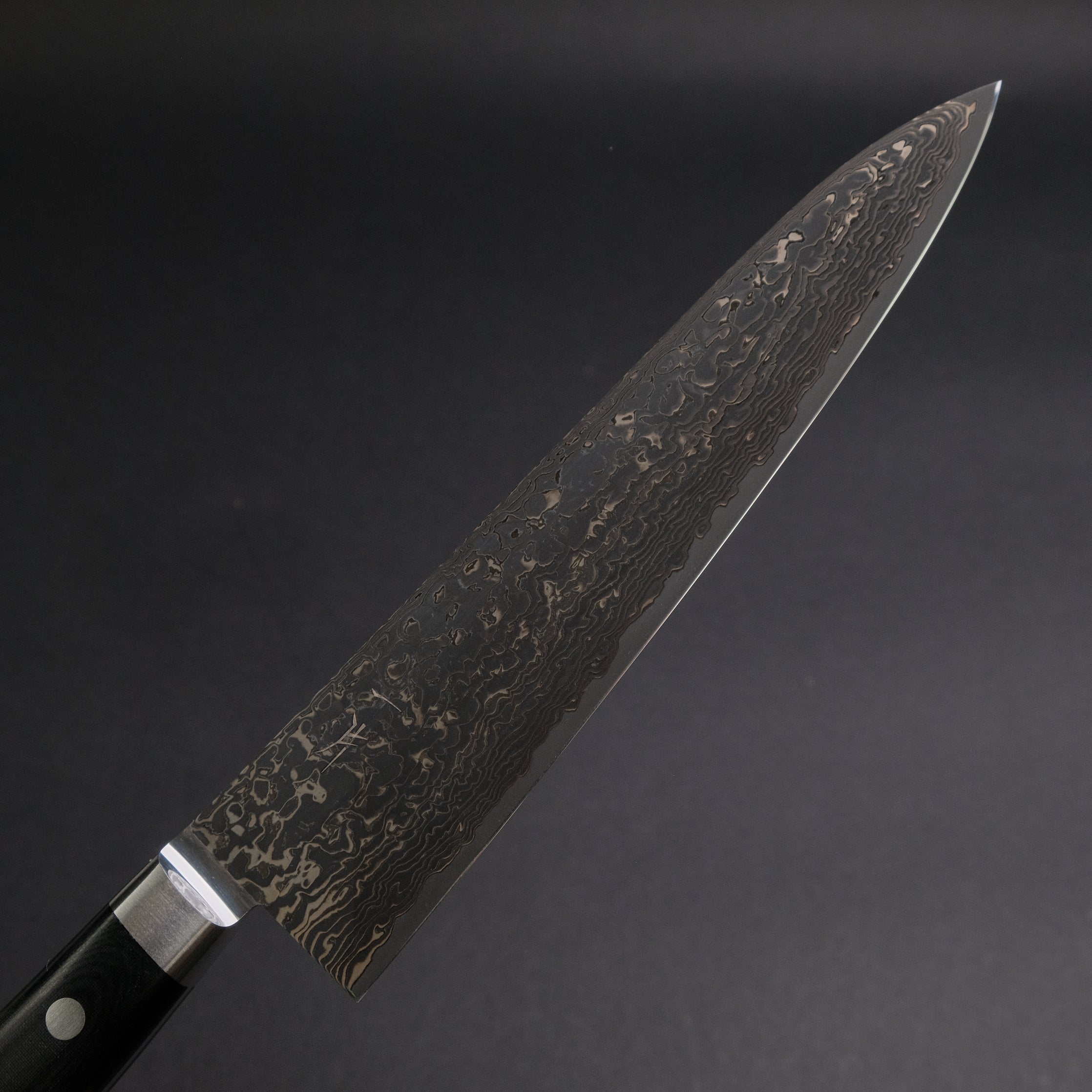 Premium Hitohira FJ SG2 Nickel Damascus Black Gyuto 210mm Japanese Chef Knife with Linen Micarta Handle - Perfect for Sushi, Meat Slicing & Professional Kitchen Use