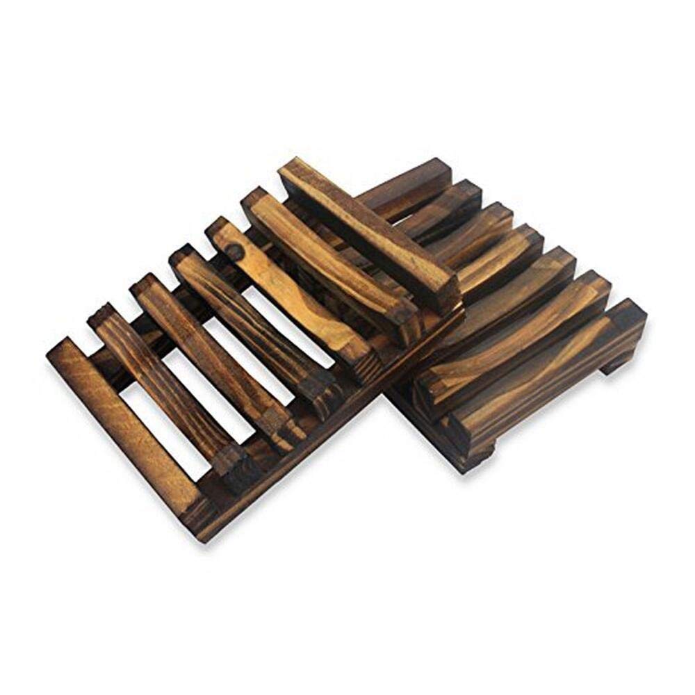 Handmade Wooden Soap Dish Set of 2 - Natural Bathroom Soap Holder for Shower, Sink Countertop - Rustic Home Decor & Spa Gift Idea - Perfect for Bath, Vanity, and Guest Room Organization