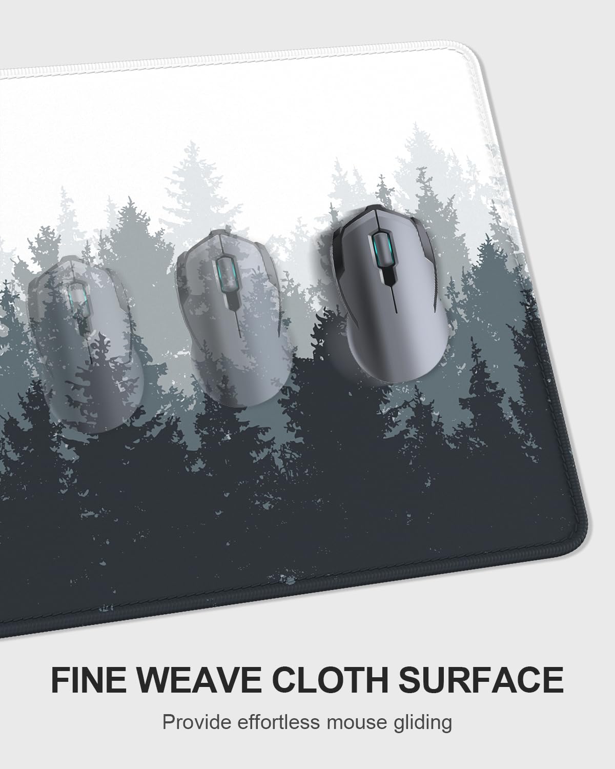 Auhoahsil 3-Piece Ergonomic Desk Set - Memory Foam Keyboard Wrist Rest, XXL Extended Gaming Mouse Pad & Mouse Wrist Pad - Comfortable Wrist Support for Office & Gaming - White Ink Forest Design for Men & Women - Perfect for Computer Workstations & Home Office Setup