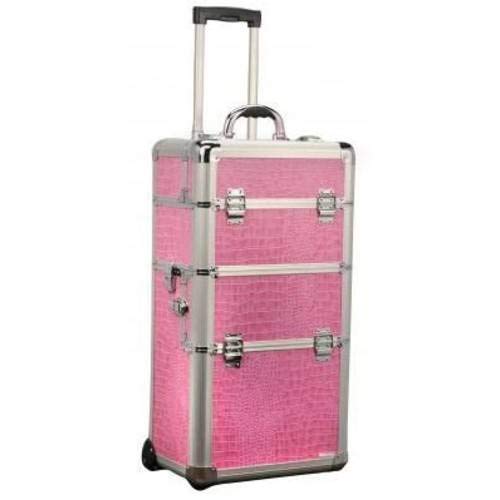 ROG AB-308T Rose Gold Wheeled Beauty Organizer - Portable Makeup Storage Case for Travel, Salon & Home Organization