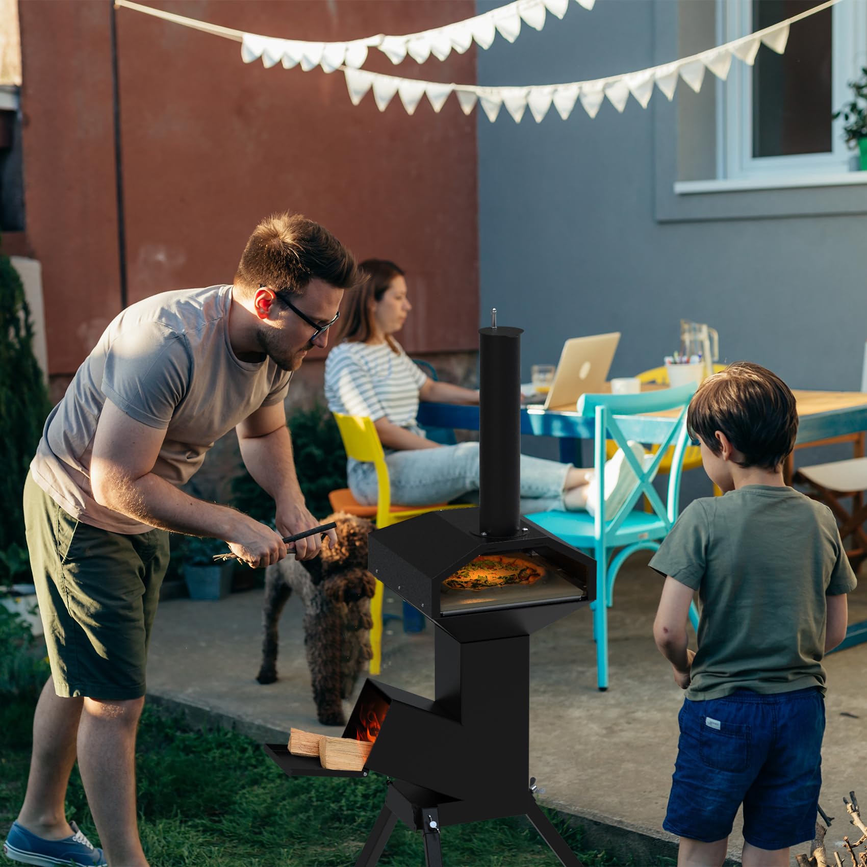 Stanbroil 14 Inch Outdoor Pizza Oven Box - Wood Burning Stove Compatible, Portable Wood Fired Pizza Maker with Pizza Stone for Grill, Stove Top & Camping - Perfect for Backyard BBQs, Picnics & Outdoor Cooking