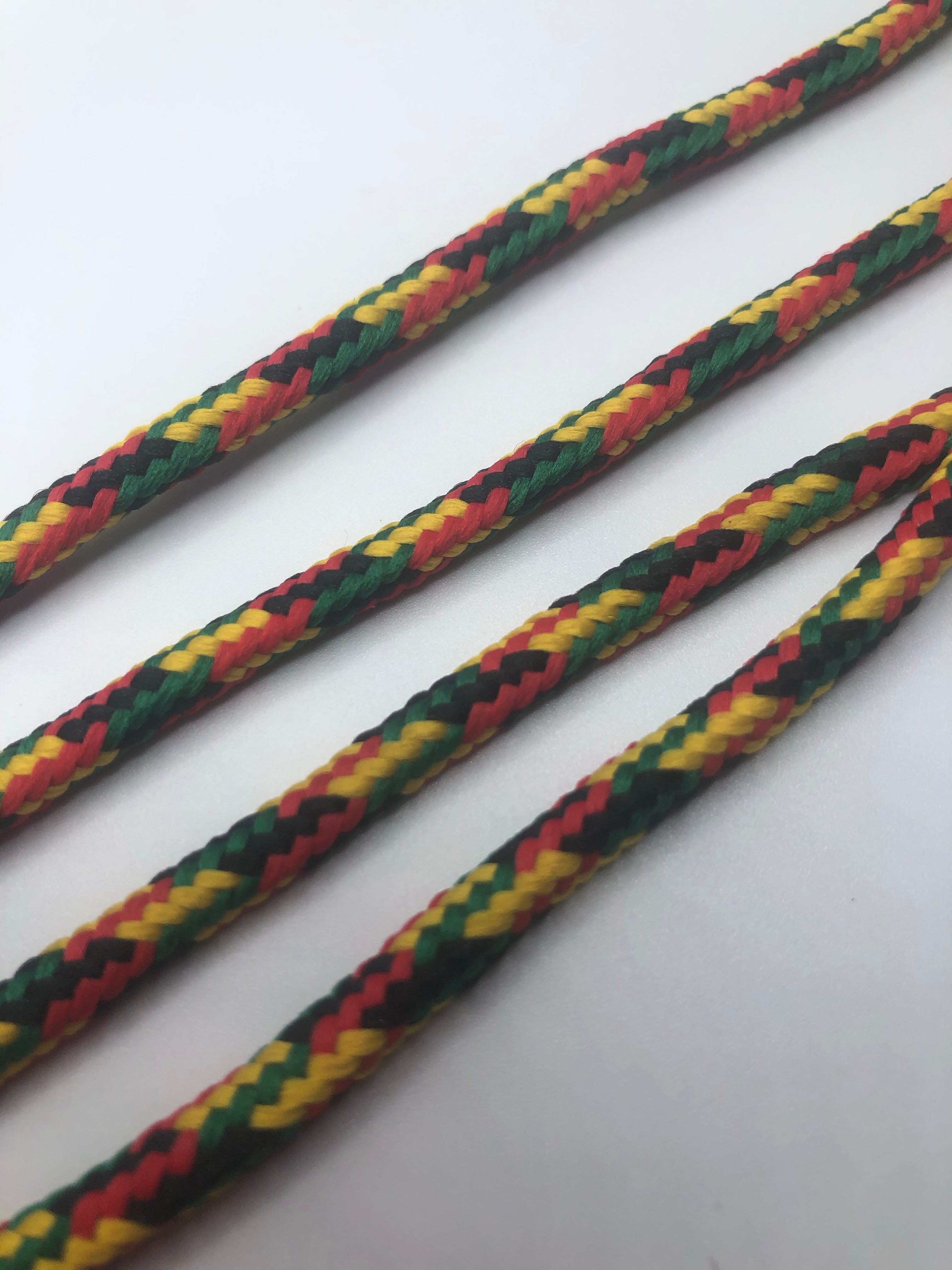 Round Rasta Shoelaces - Red, Black, Green & Gold Reggae Style Laces for Sneakers, Boots & Casual Shoes | Perfect for Jamaican Flag Colors, Costumes & Festival Outfits