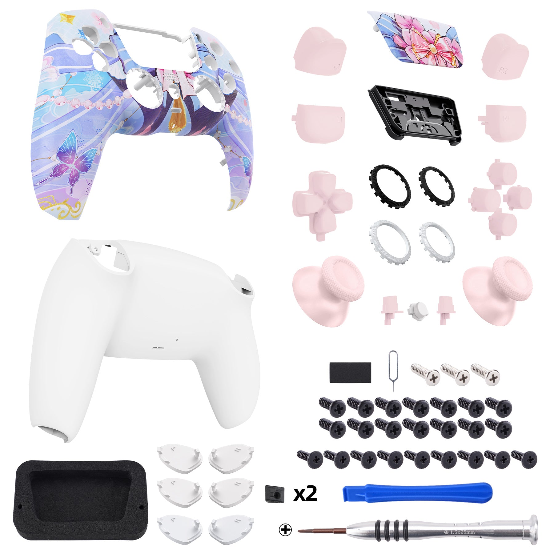 eXtremeRate Luna Redesigned Full Set Shells & Buttons for PS5 Controller BDM 030/040/050 - Custom Replacement Parts for Enhanced Gaming Experience - Perfect for Competitive Gaming & Long Play Sessions