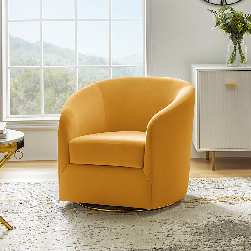 Emanuela Velvet Swivel Barrel Armchair - Modern Accent Chair for Living Room, Bedroom & Office - 360° Rotating Comfortable Lounge Chair with Soft Upholstery - Perfect for Reading, Relaxing & Home Decor