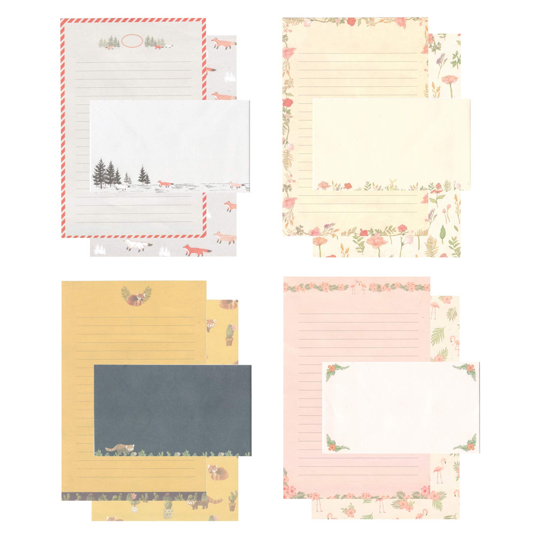48-Piece Cute Stationery Set with 24 Envelopes & Seal Stickers - 4 Unique Designs for Letter Writing, Journaling, and Gift Packaging (Ideal for DIY Crafts, Scrapbooking & Thank You Cards)