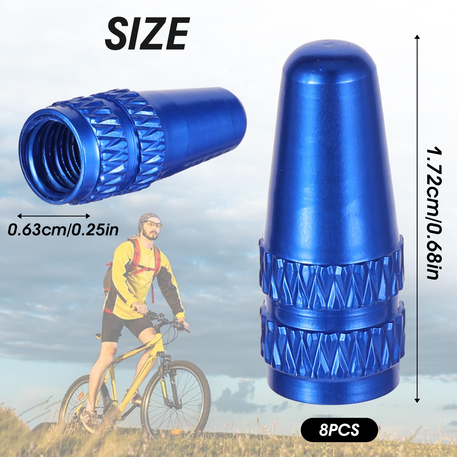 16Pcs Presta Valve Caps - 8 Colors Aluminum Bicycle Valve Stem Caps for MTB & Road Bikes | Durable Alloy Bike Tire Caps for Presta/French Valves | Rocket Style Design - Perfect for Cycling Enthusiasts & Bike Maintenance