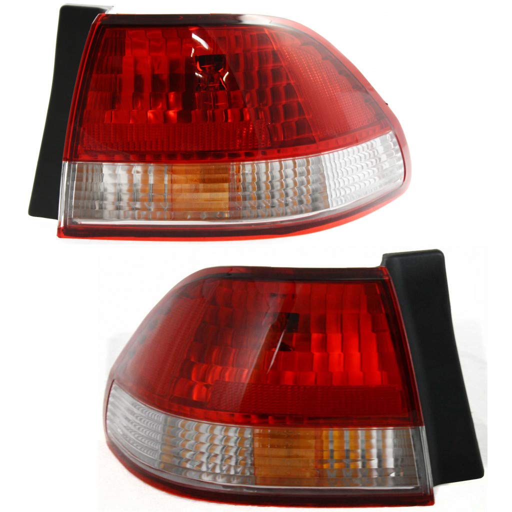 2001-2002 Honda Accord Tail Light Assembly Pair - Driver & Passenger Side with Bulbs Included (HO2800135, HO2801135) - Direct Replacement for 33551-S84-A11, 33501-S84-A11 - Perfect for Sedan Body Mounted Installation & Nighttime Driving Safety
