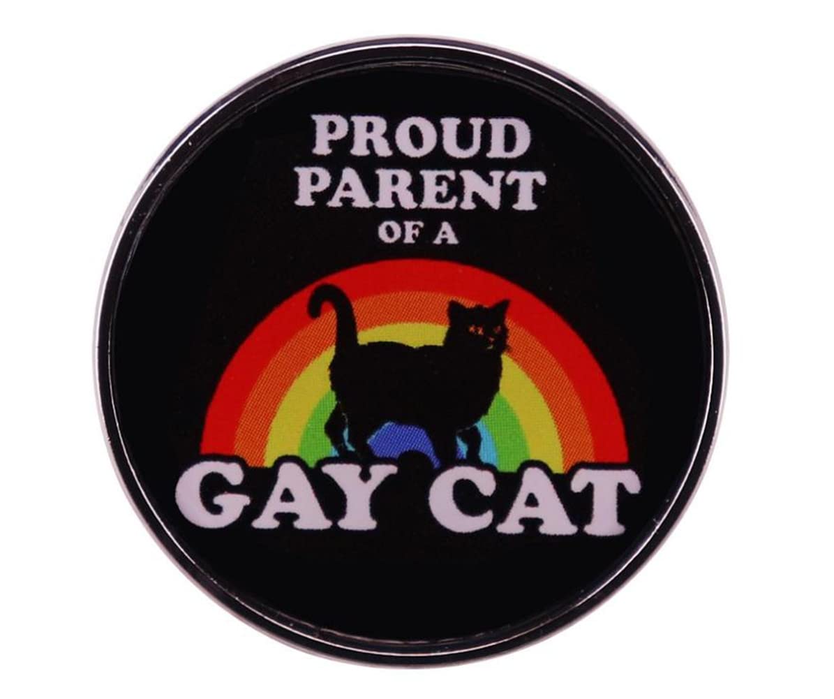Rainbow LGBT Pride Enamel Brooch Pin - Gay Black Cat Design Metal Badge for Lapel, Jeans & Accessories | Perfect for Pride Month, LGBTQ+ Events & Everyday Wear