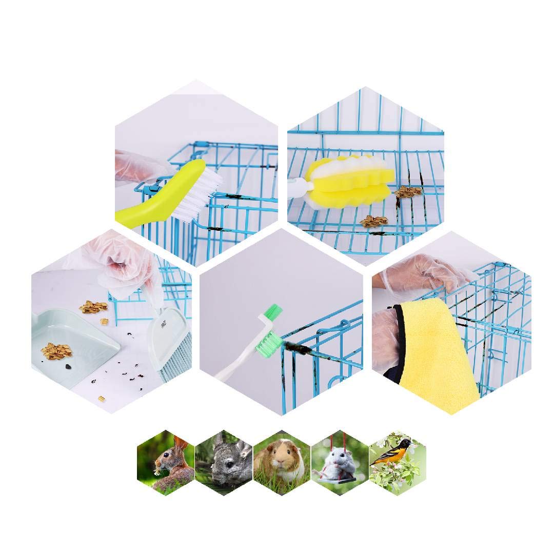 Pet Cage Cleaner Set for Small Animals - Rabbit, Guinea Pig, Hamster Cage Cleaning Brush with Dustpan & Broom for Easy Playpen Maintenance