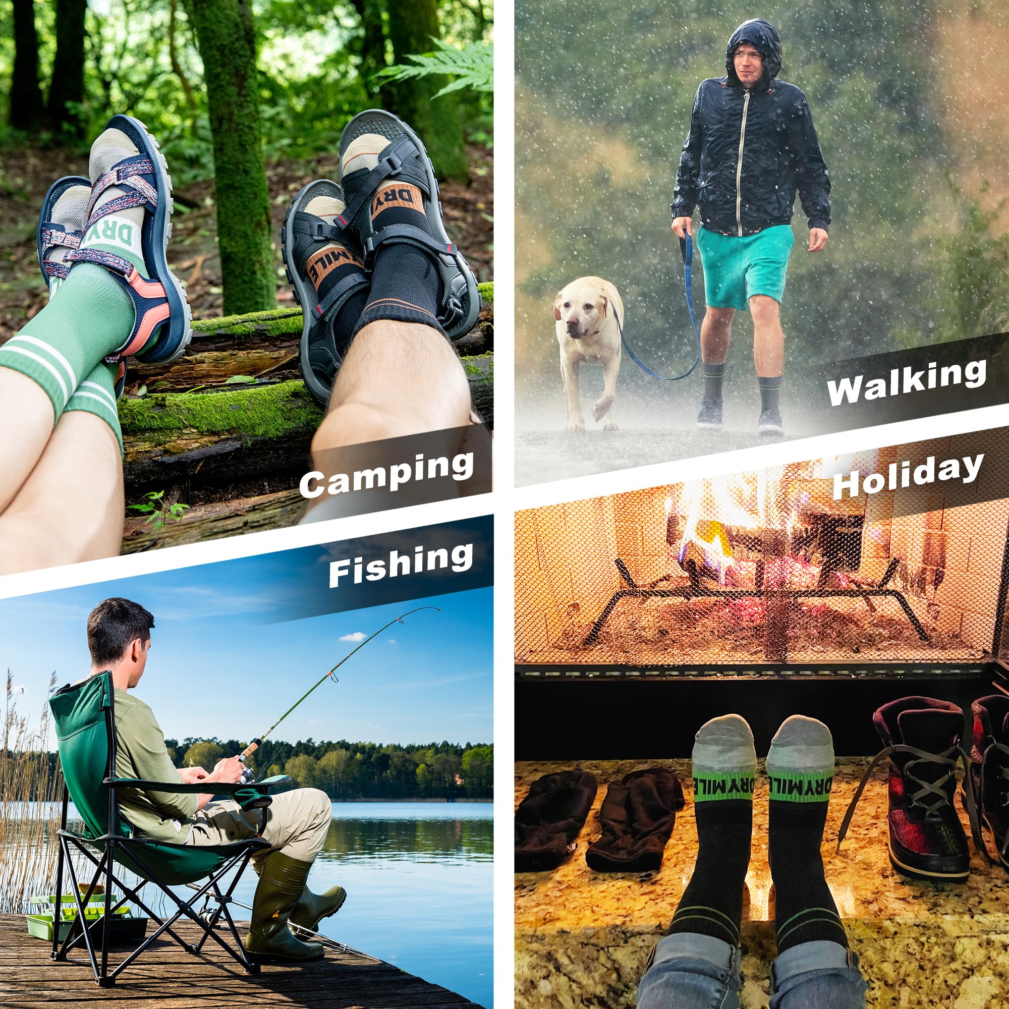 DRYMILE Waterproof Wool Socks for Men & Women - Winter Thermal Hiking Socks for Camping, Fishing, Skiing - Warm Moisture-Wicking Crew Socks for Outdoor Activities in Cold Weather