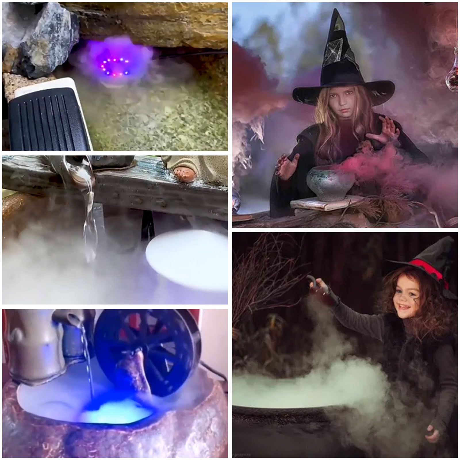 4 Sets Ultrasonic Mist Maker Fogger with LED Lights - Halloween Water Fountain Pond Fogger, Aluminum Humidifier for Indoor/Outdoor Use in Rockery, Vase, Birdbath & Home Decor