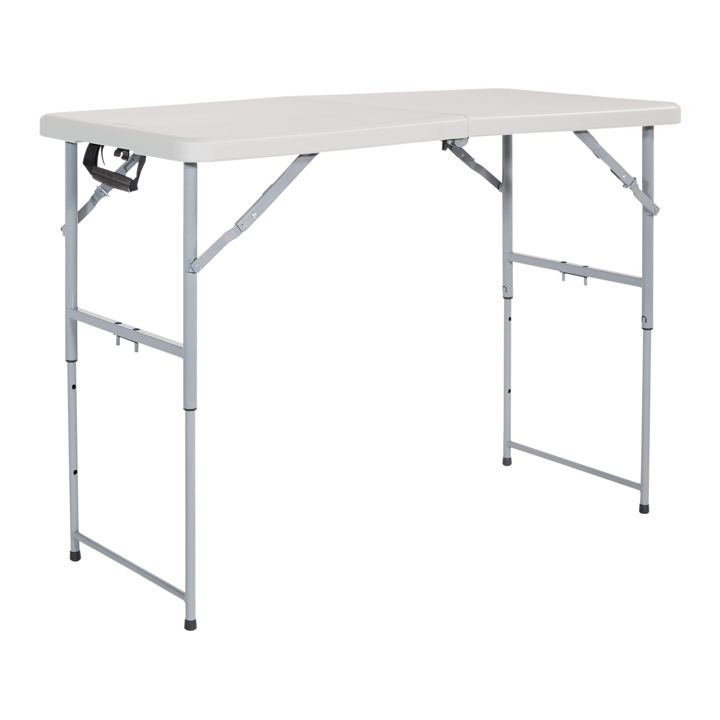 Office Star Adjustable Height 4-Ft Light Gray Resin Folding Table - Perfect for Home Office, Conference Rooms & Event Spaces