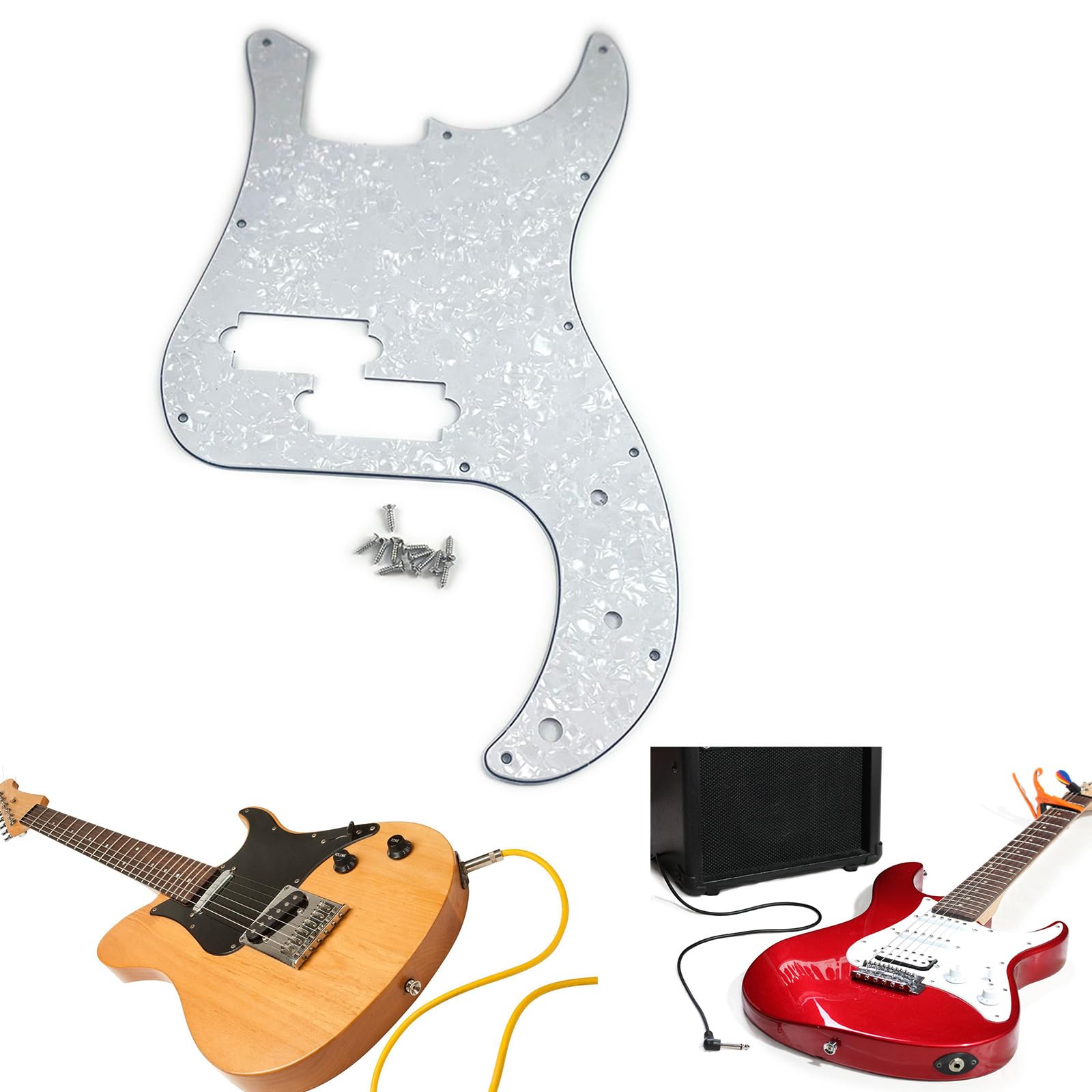11 Hole Electric Bass Pickguard - 4 String Bass Scratch Plate for Standard Bass Guitar | Perfect for DIY Repairs & Custom Upgrades