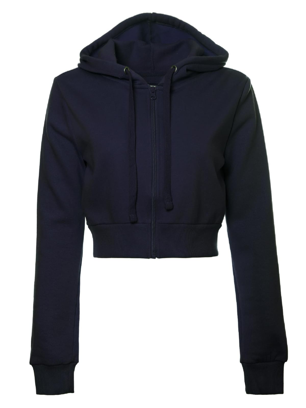 MixMatchy Women's Solid Fleece Long Sleeve Zip Up Crop Hoodie Jacket - Cozy Casual Wear for Fall & Winter, Perfect for Outfits, Lounge & Street Style