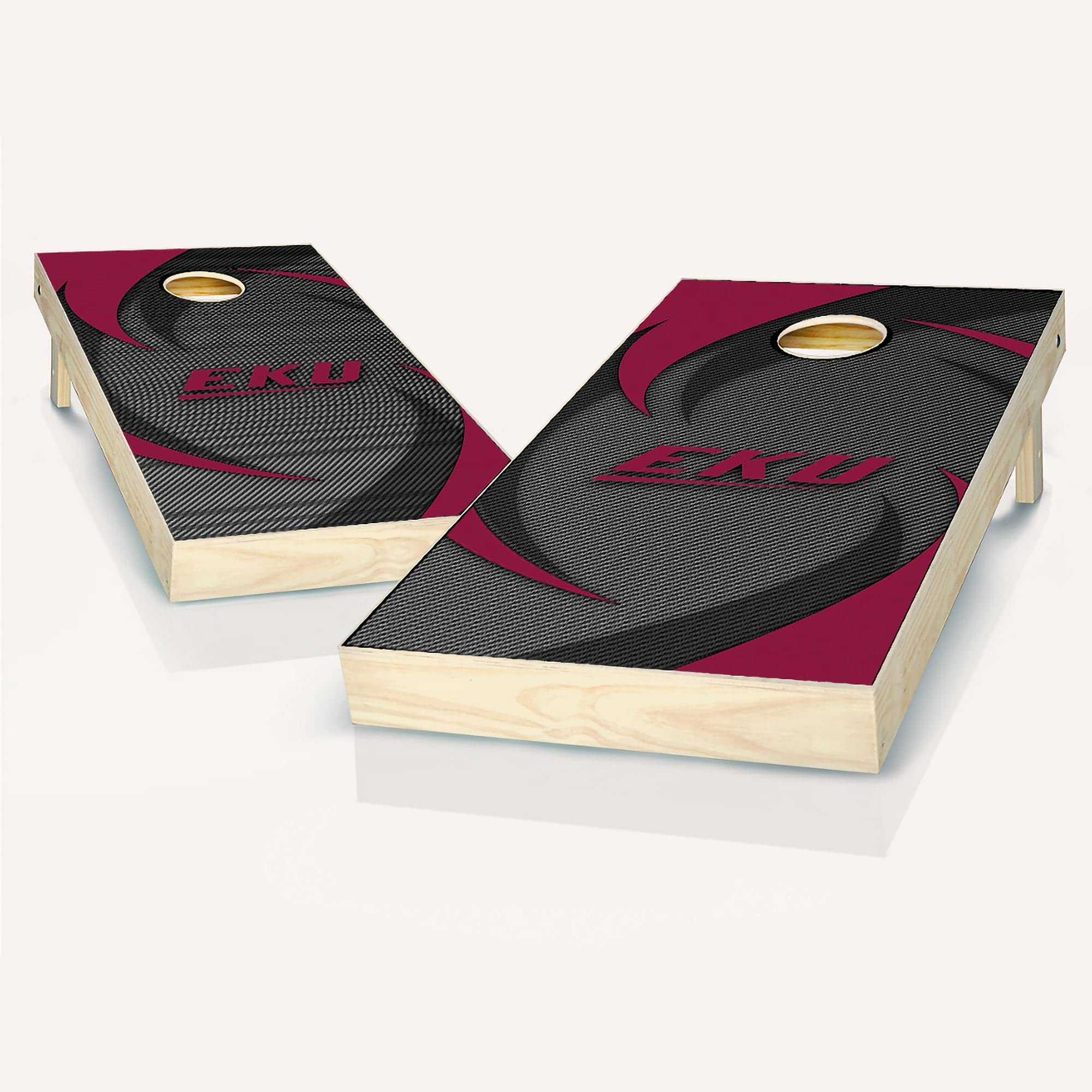 Skip's Garage Eastern Kentucky Swoosh Cornhole Board Set - Team Logo Design - Custom Regulation Size Cornhole Boards for Backyard Games, Tailgating & Outdoor Parties - Official NCAA Approved Cornhole Game Set