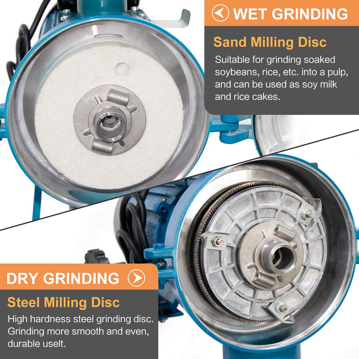 3000W Electric Grain Mill Grinder for Wet & Dry Grains - Commercial & Home Use Flour Mill for Rice, Wheat, Corn | Perfect for Baking, Farm Use & Latin Cooking (Molino de Maiz Electrico)