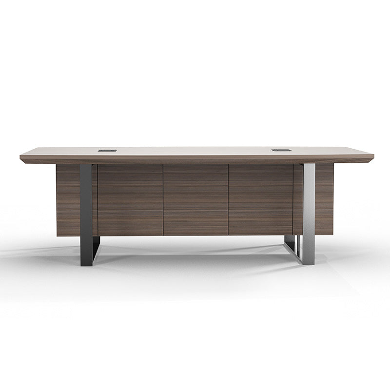 INIGO 8ft Boardroom Meeting Table - Hazelnut & Black Finish - Large Conference Table for Office, Meeting Room, and Corporate Events