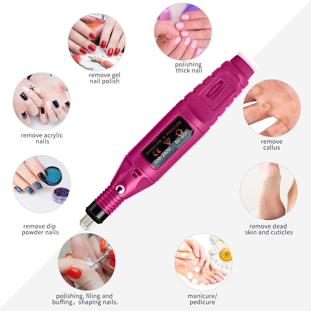 Professional Electric Nail Drill Machine 20000 RPM - Cordless Nail File for Acrylic & Gel Nails - Manicure Pedicure Kit with Multiple Bits - Perfect for Salon, Home & DIY Nail Care