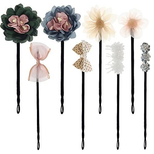 JDXN 8PCS Hair Bun Maker Set with Crystal Flowers & Butterflies - Elegant & Easy Updo Hair Curler for Women - Fast Lazy Bun Maker Hair Accessories (Mixed Colors) - Perfect for Weddings, Parties & Everyday Hairstyles