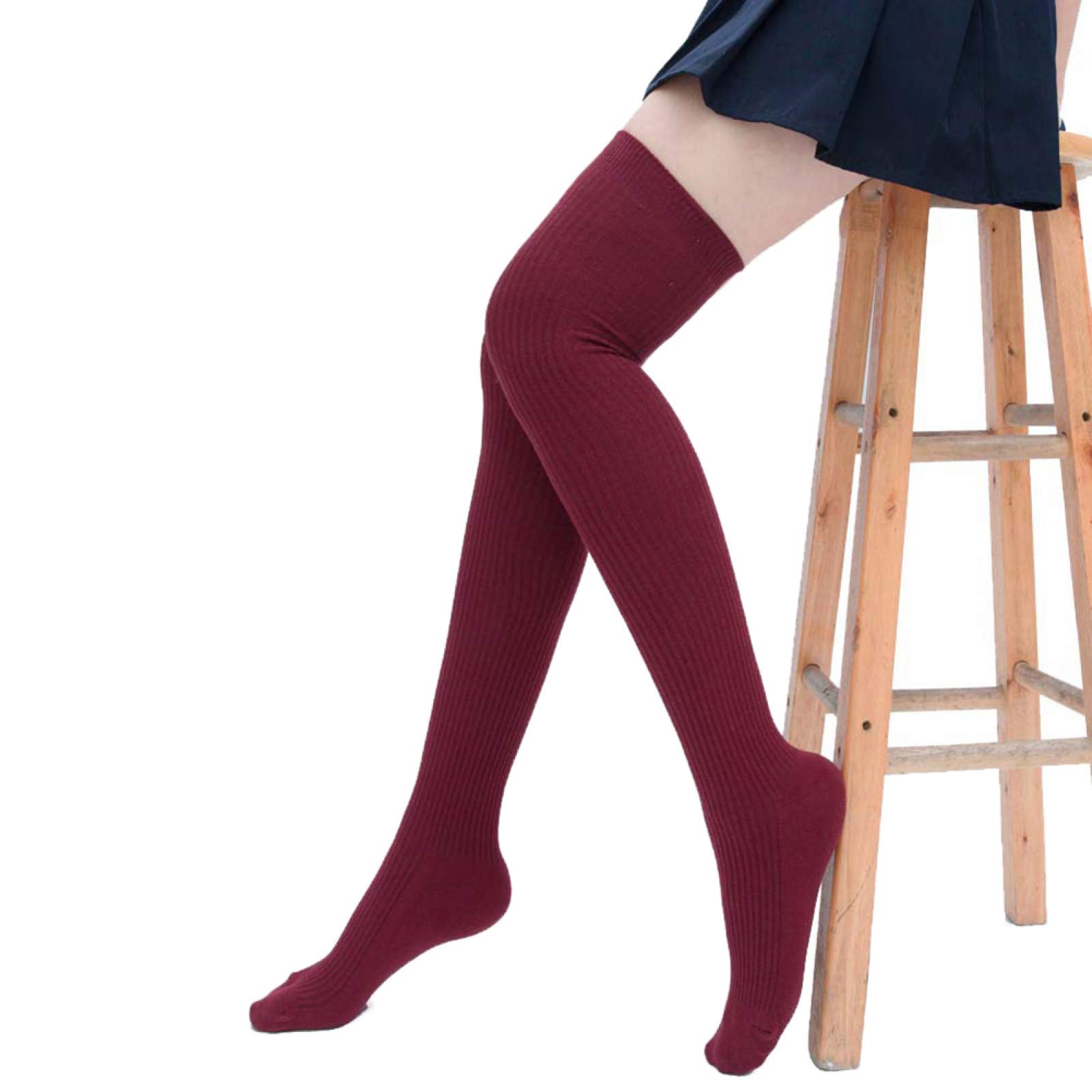 MuYiYi11 Women's Winter Thigh High Socks - Warm Knitted Over Knee Stockings, Solid Color Long Socks for Cold Weather, Fashion & Comfort - Perfect for Snow Days, Office Wear & Winter Outfits