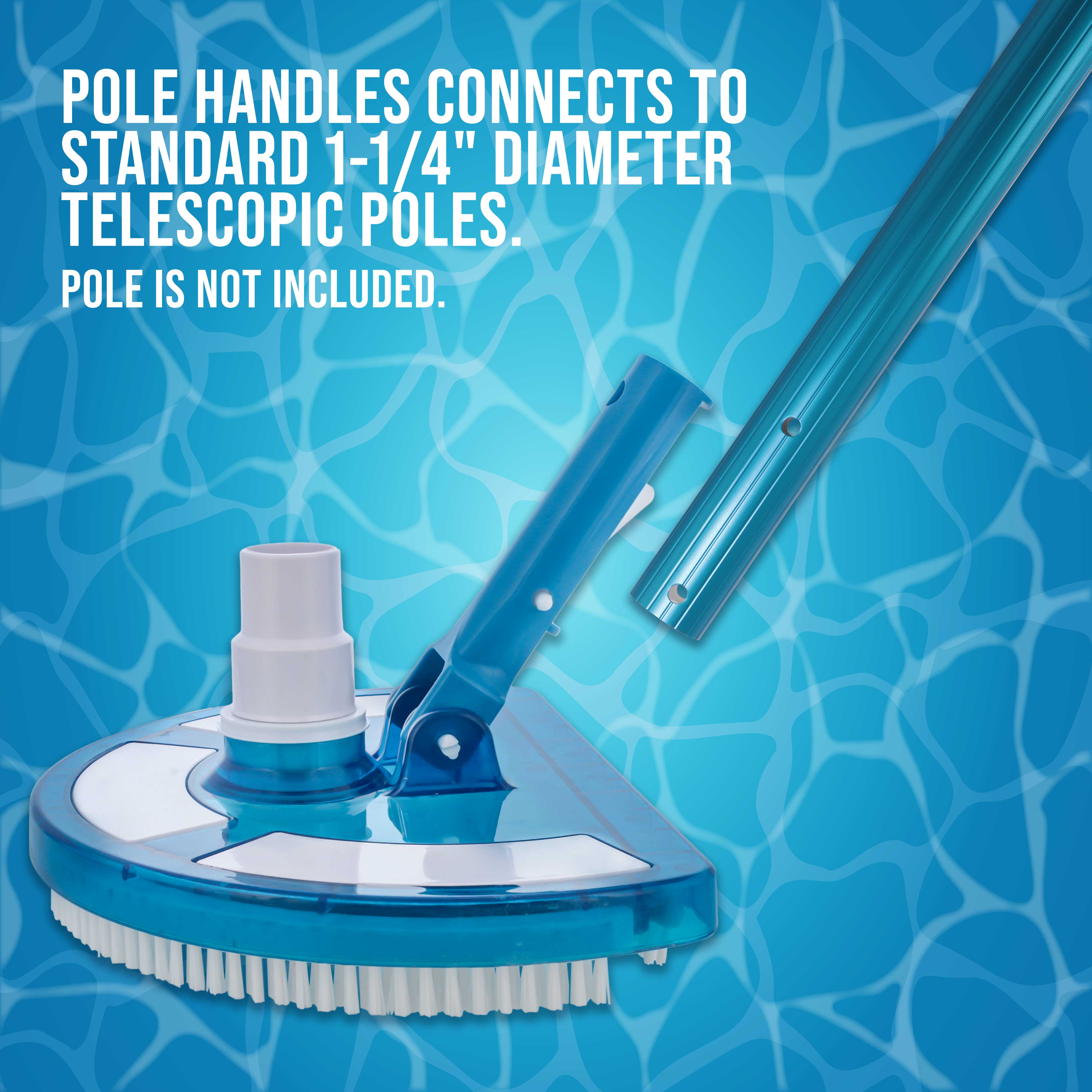U.S. Pool Supply Weighted Pool Vacuum Head - Transparent Curved Half Moon Design with Swivel Connection & Pole Handle - Compatible with Above Ground & Inground Swimming Pools - Ideal for Pool Cleaning, Maintenance & Debris Removal