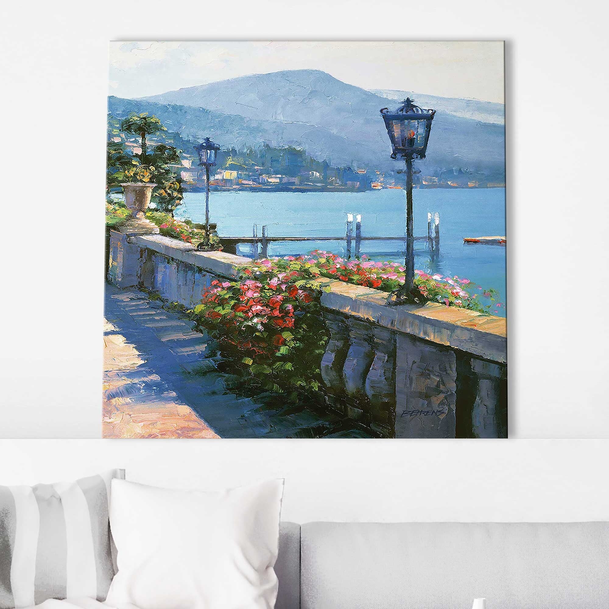 Bellagio Promenade by Howard Behrens II - Premium Canvas Wall Art Print - Perfect for Living Room, Bedroom & Office Decor