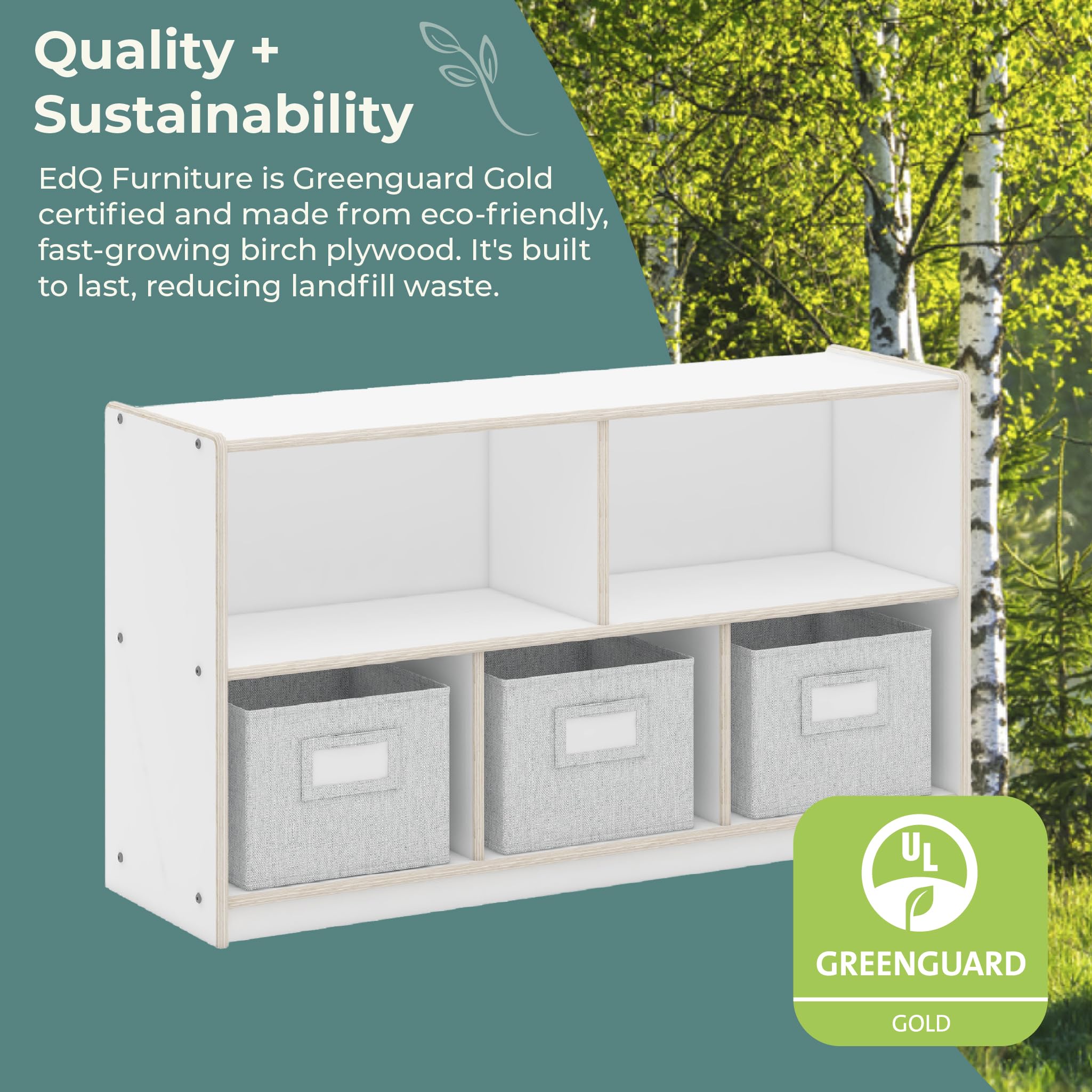 Guidecraft EdQ 5-Compartment Wooden Storage Shelf 24