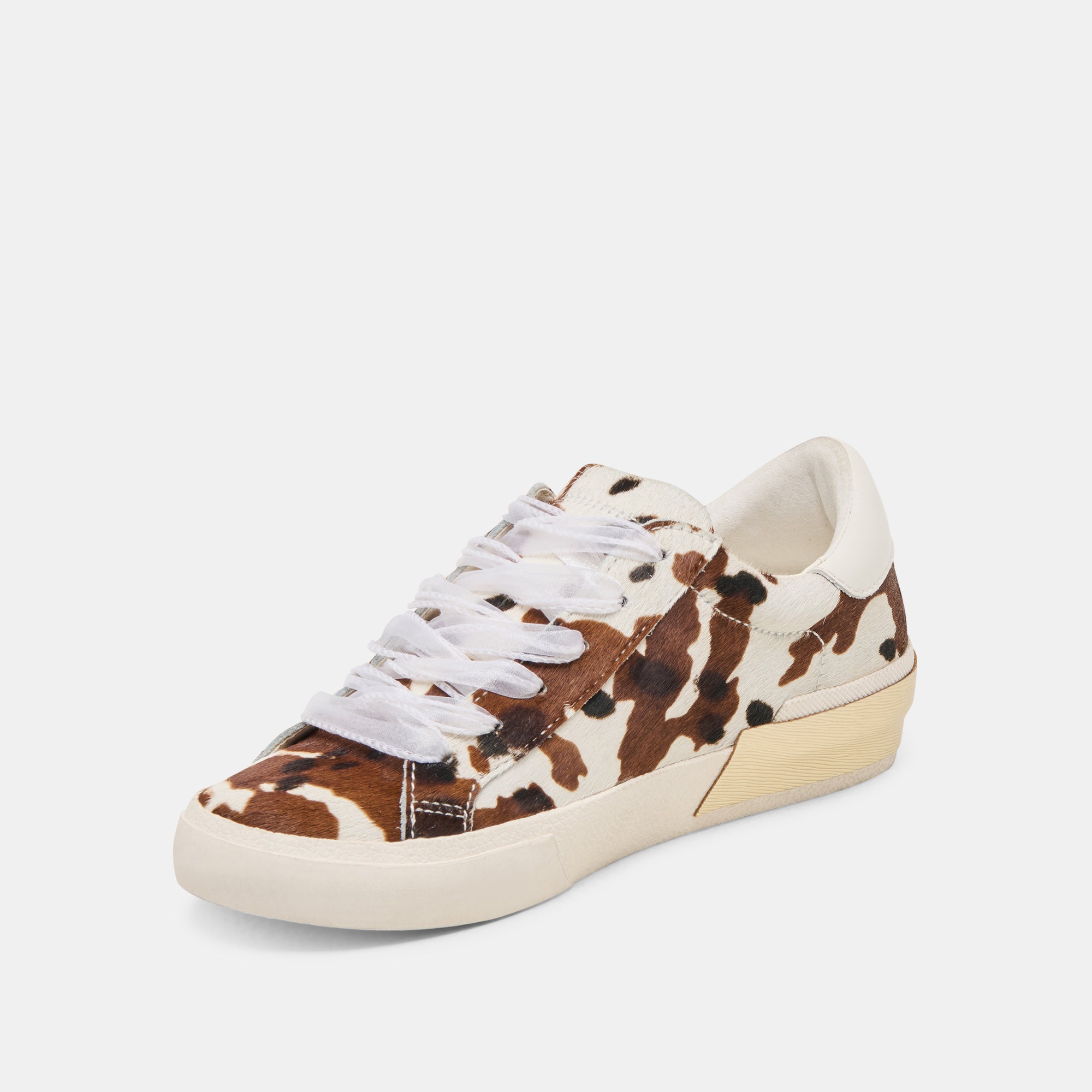 ZINA SNEAKERS Women's Fashion Sneakers - Cocoa Taurus Calf Hair Design for Comfort & Style | Perfect for Casual Wear, Work, and Everyday Outfits