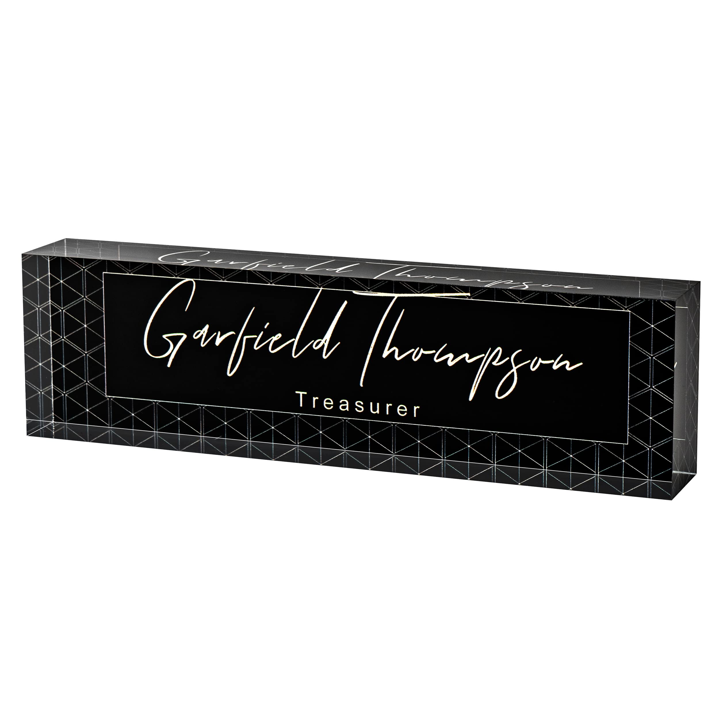 Custom Acrylic Desk Name Plate - Personalized Office Name Sign for Boss, Executive, Manager, Teacher - Black Triangle Desk Plaque - Perfect for Birthday, Christmas Gifts & Office Décor - Ideal for Workspace Organization & Professional Presentation
