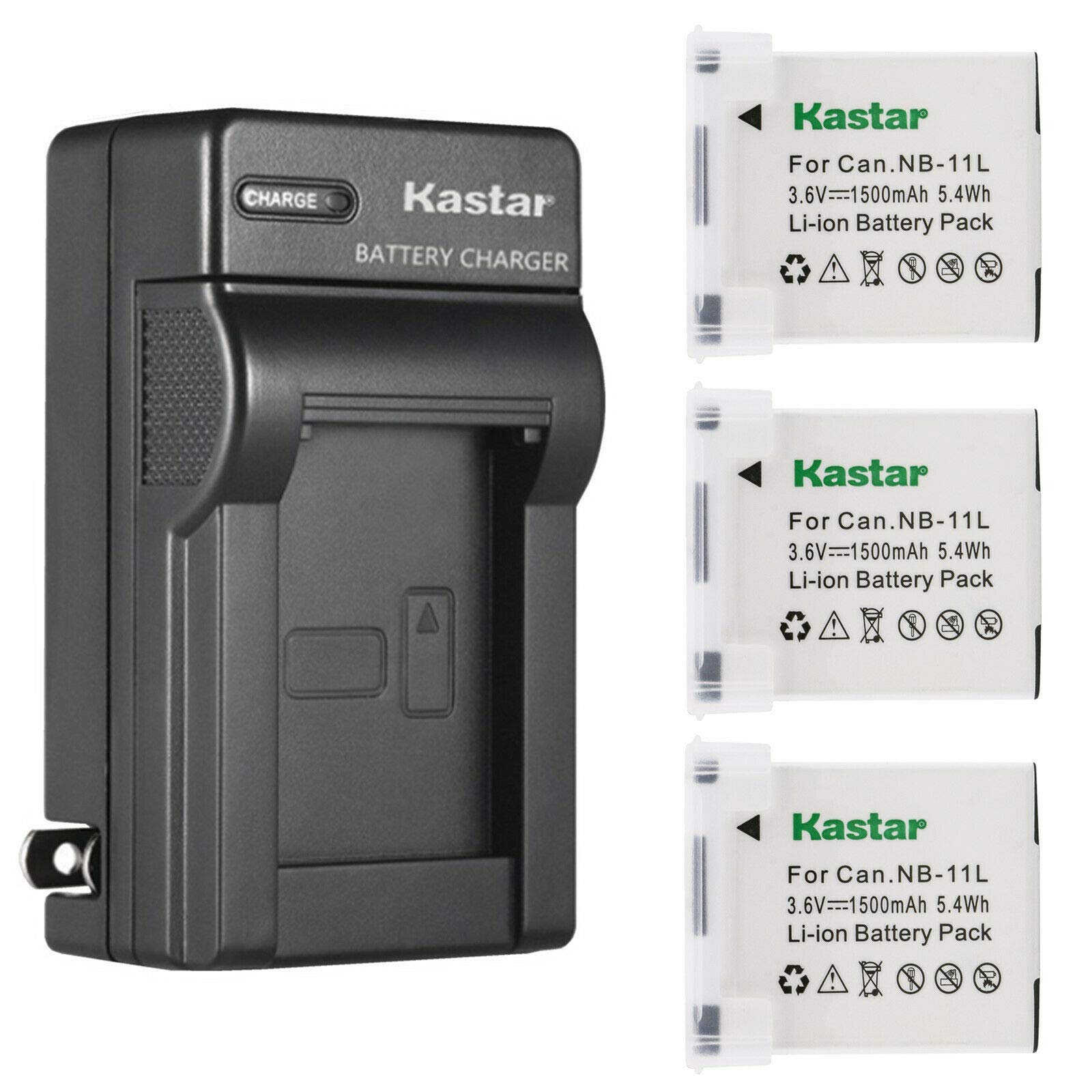 Kastar 3-Pack NB-11LH Replacement Battery and AC Wall Charger Kit for Canon IXUS 175/177/180/185/190/240 HS/245 HS/265 HS/275 HS/285 HS/320 HS Digital Cameras - Perfect for Travel, Photography & Backup Power