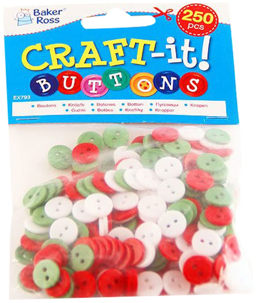 Baker Ross EX793 Mini Buttons 250pcs - Kids Crafts, Scrapbooking & School Supplies