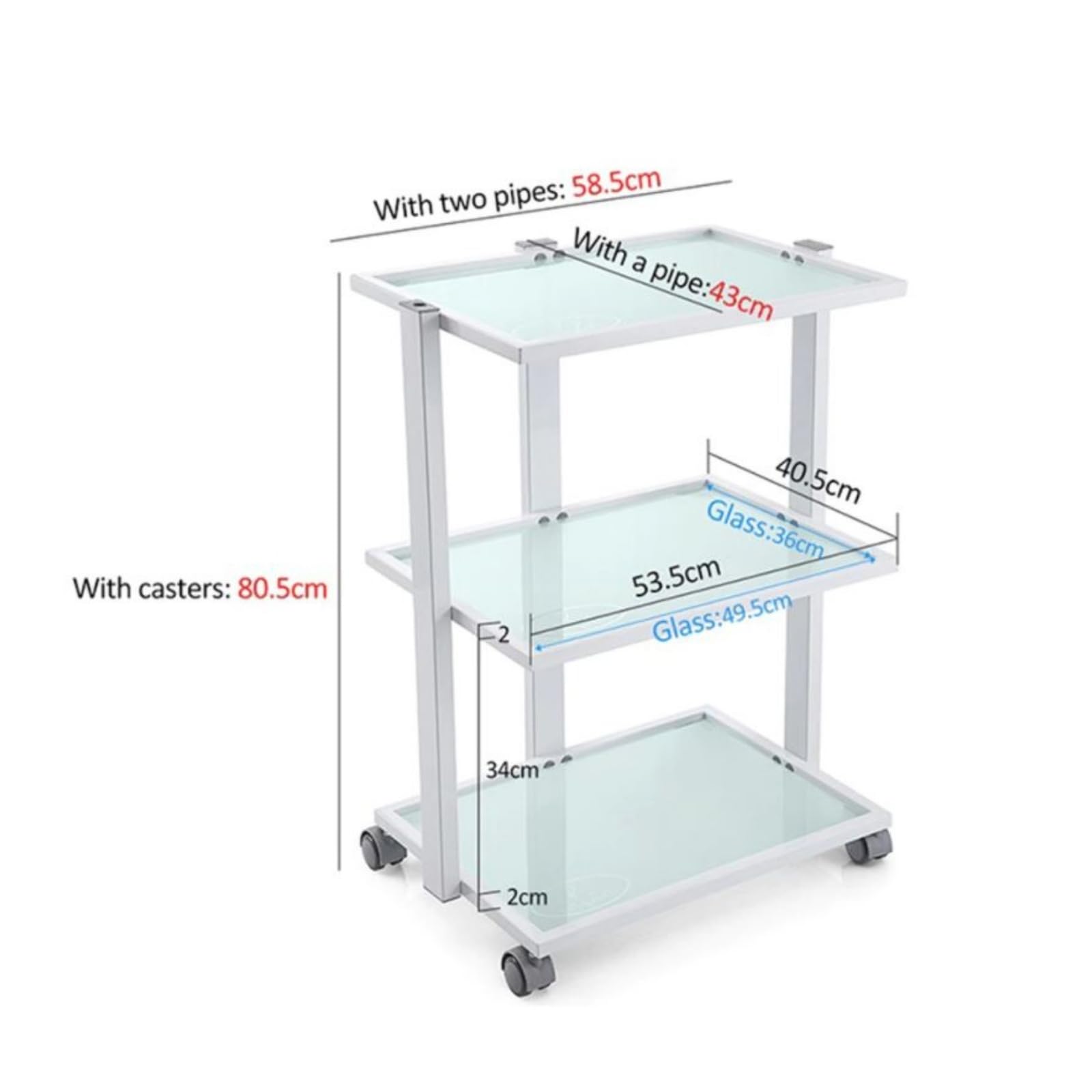 Professional White Eva Beauty Trolley with Tempered Glass Top - Mobile Facial Cart for Salon, Spa & Tattoo Studio - Perfect for Makeup, Skincare & Tattoo Equipment Organization