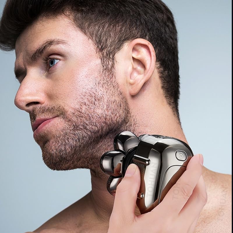 6-in-1 7D Electric Shaver for Bald Men - Waterproof Wet/Dry Head & Beard Trimmer with LED Display - Complete Grooming Kit for Smooth Shaving at Home, Gym or Travel