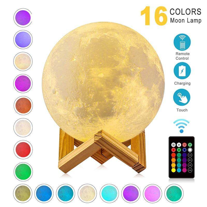 3D Moon Lamp with Remote Control - Realistic Lunar Night Light for Bedroom, Nursery, Gift | Perfect for Relaxation, Meditation & Home Decor