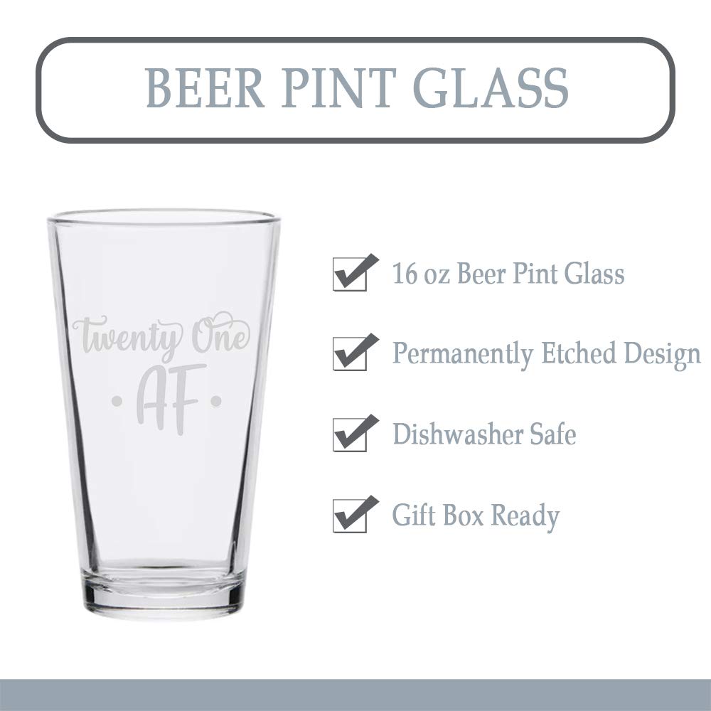 Veracco 21st Birthday Beer Glass - Pint Gift for Him & Her (Clear) - Party & Home Bar Use