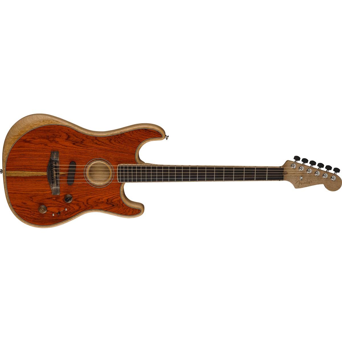 Fender Limited Edition American Acoustasonic Stratocaster Acoustic-Electric Guitar - Cocobolo Natural Finish | Professional Stage & Studio Performance Guitar for Musicians