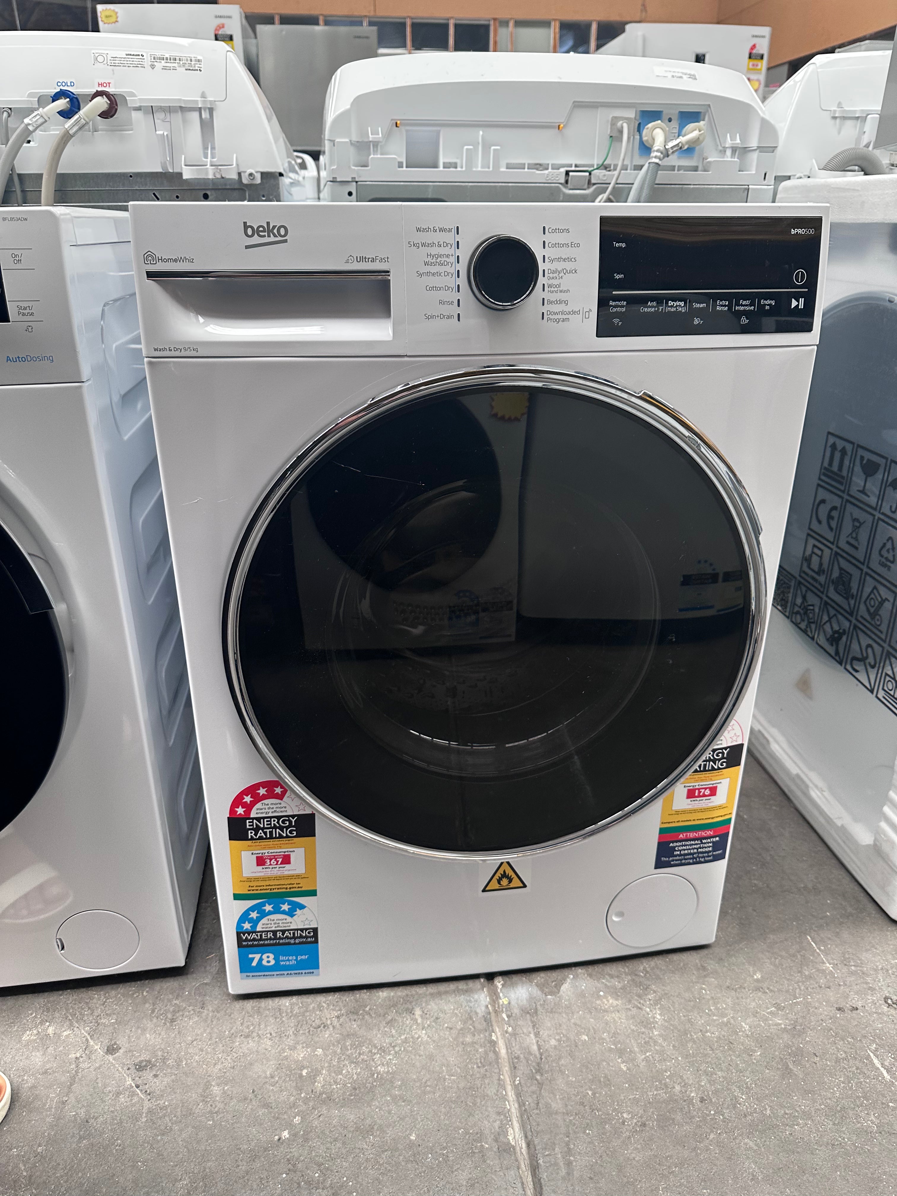 Beko BWDB9540W 9kg/5kg UltraFast Washer Dryer Combo - Energy Efficient Laundry Solution for Small Apartments & Homes | Fast Drying & Quiet Operation | Perfect for Compact Spaces & Busy Families