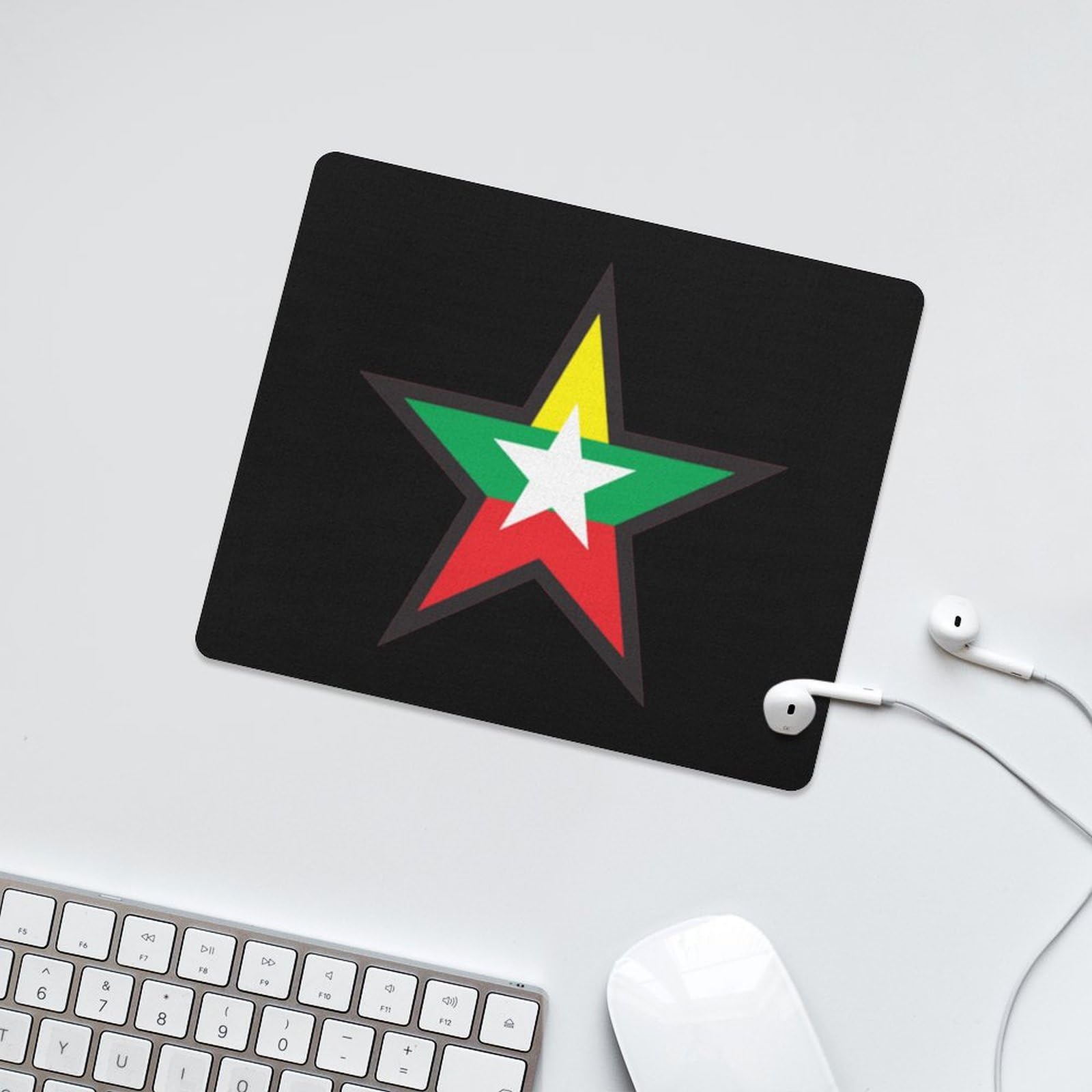 Premium Myanmar Flag Star Mouse Pad - Durable, Non-Slip, Waterproof Gaming Mouse Mat for PC & Laptop - Perfect for Home, Office & Gaming (18 x 22cm)