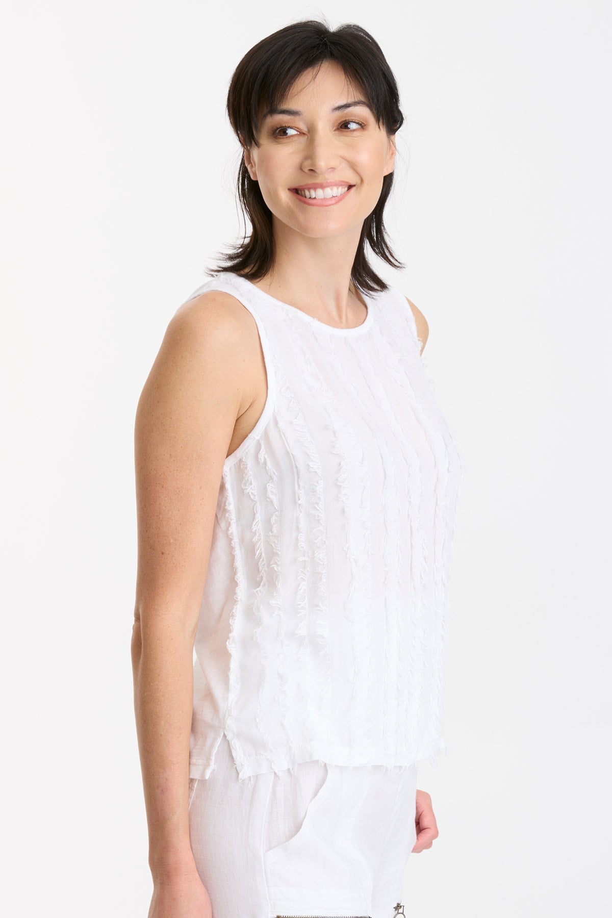 Anja Women's White Tank Top - Soft & Comfortable Casual Wear for Summer, Gym, Yoga, and Everyday Outfits