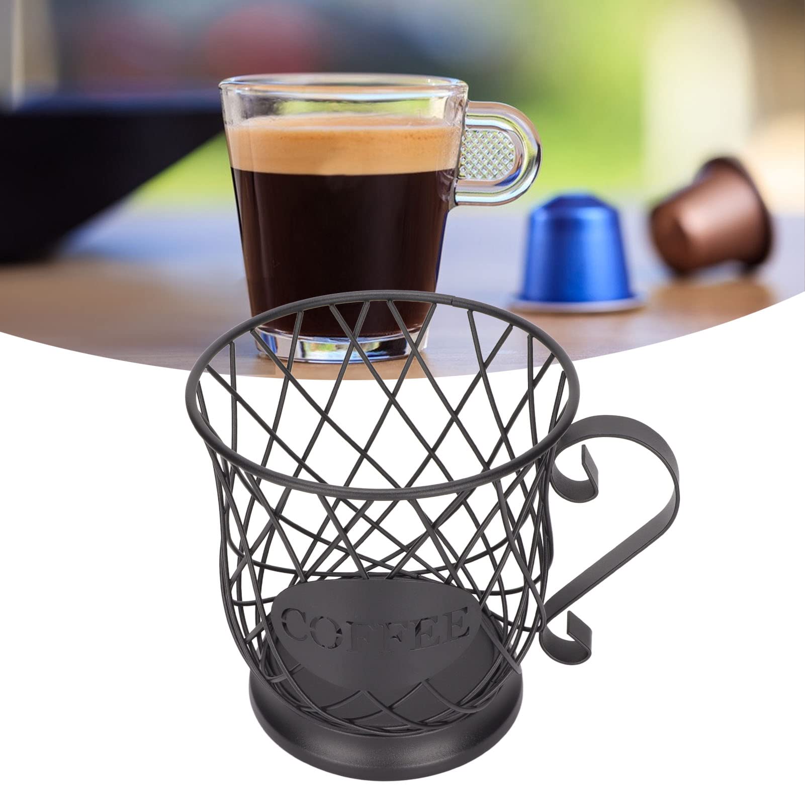Premium Black Iron Coffee Pod Holder - Multipurpose Organizer for Home & Office - Perfect for Keurig, Nespresso & Single-Serve Coffee Machines