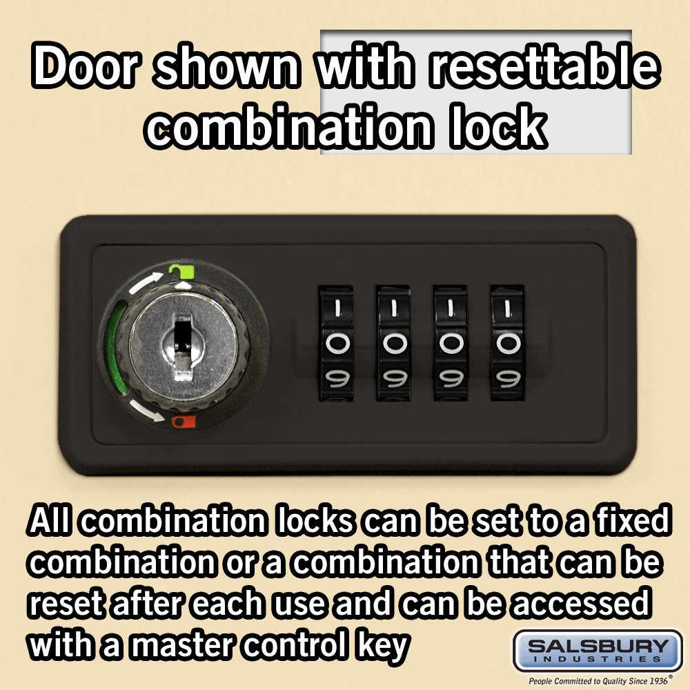 Salsbury Industries 19048-07SRC 4-Unit Recessed Wall Mount Cell Phone Locker with Resettable Combination Locks - 8-Inch Diameter Sandstone Compartments for Schools, Gyms & Offices - Secure Storage Solution for Phones, Tablets & Valuables