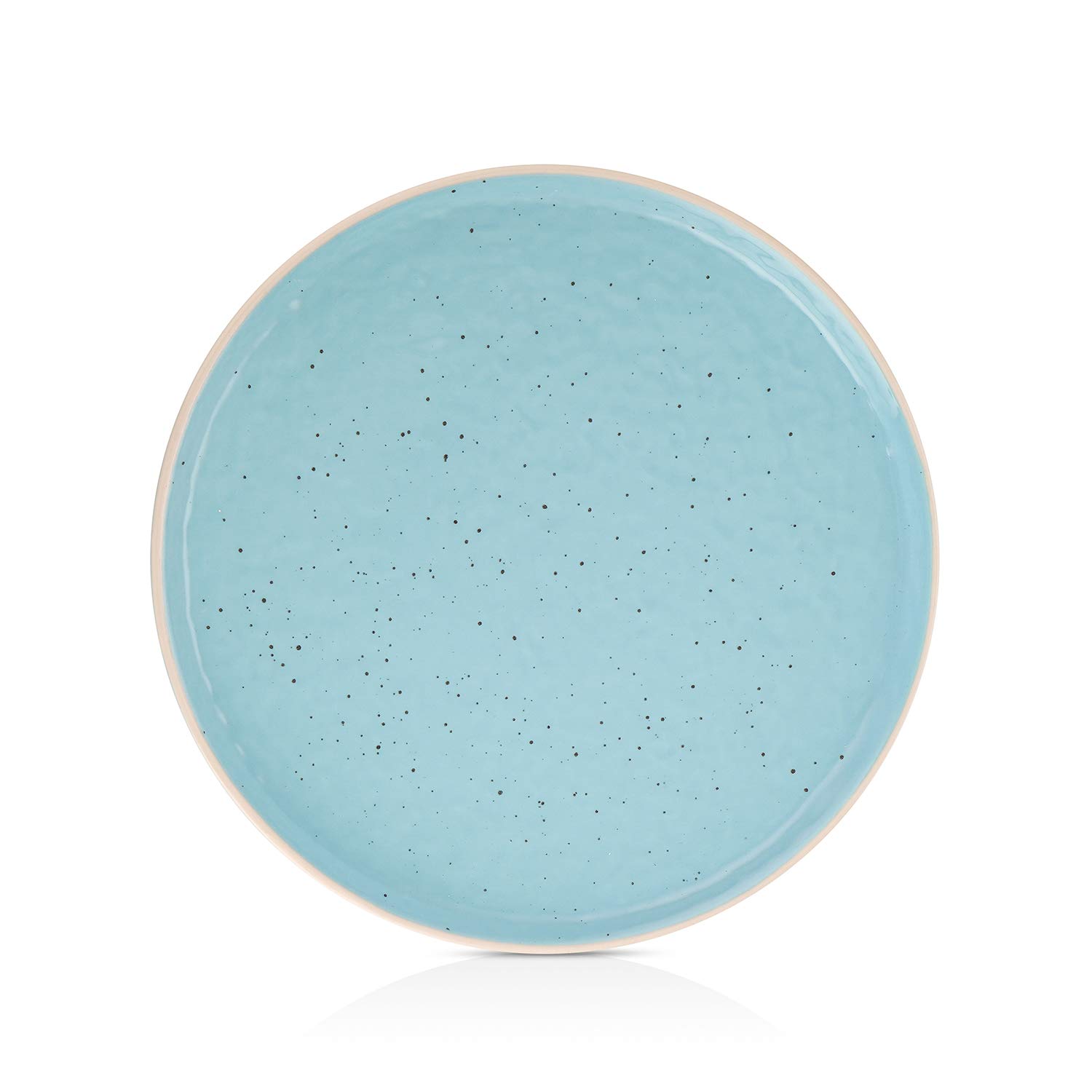 Elena Stoneware 16-Piece Round Dinnerware Set in Blue - Service for 4, Durable Stone Lain Ceramic Plates & Bowls for Everyday Dining, Family Gatherings & Restaurant Use