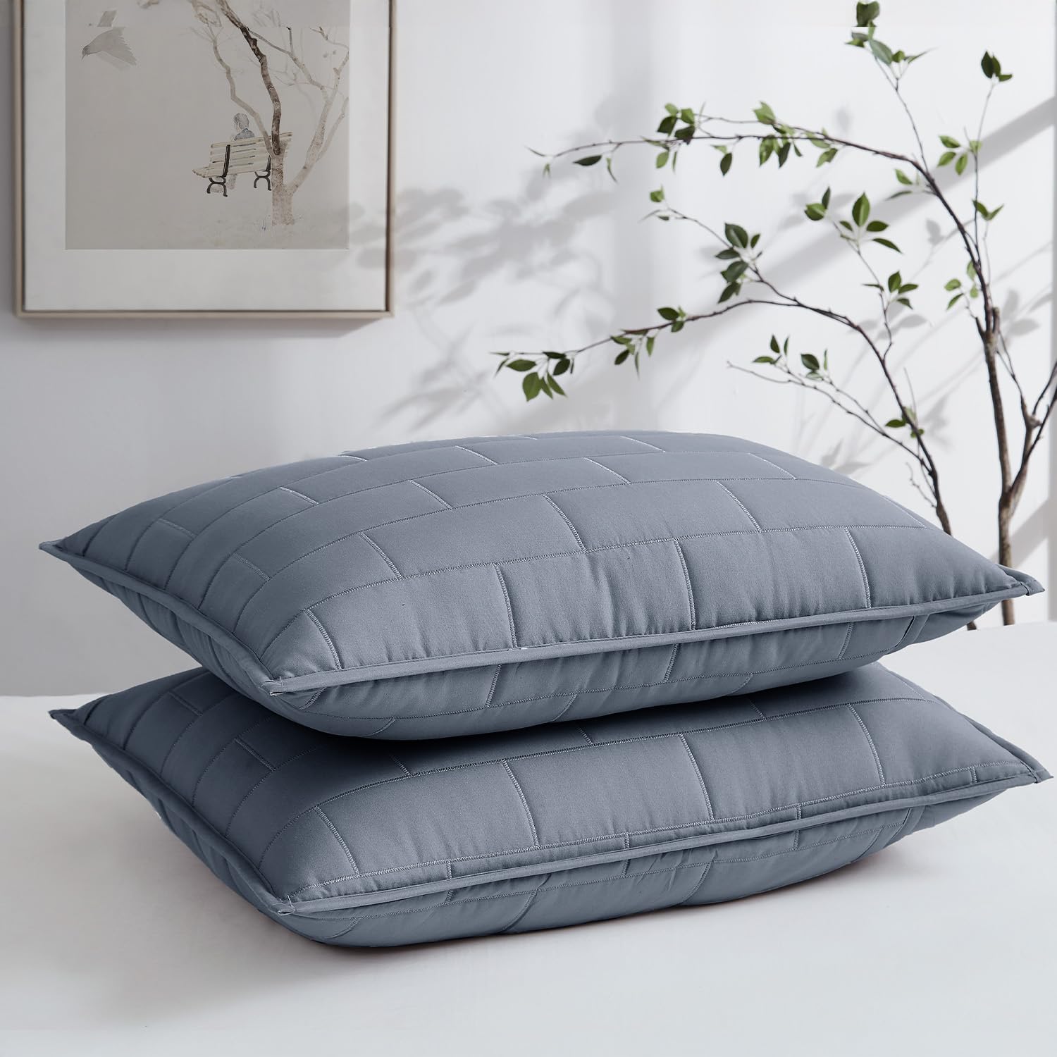 Southshore Fine Living 6-Piece Twin Daybed Comforter Set - Brickyard Slate Blue Quilted Bedding with Cover, 3 Pillow Shams, Bed Skirt & Throw Pillow | Perfect for Guest Rooms, Dorm Decor & Cozy Reading Nooks