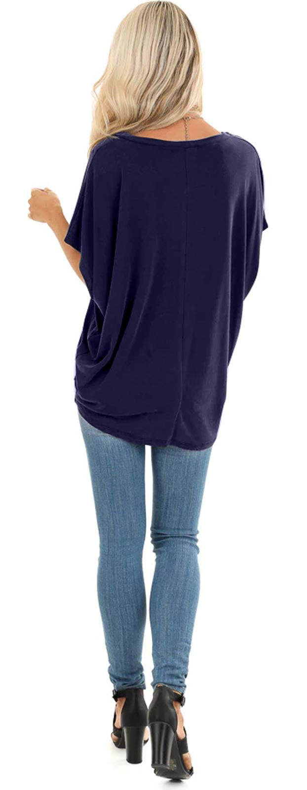 Women's Summer Dolman Sleeve V-Neck Casual T-Shirt - Breathable Comfort Top for Everyday Wear, Outings & Beach Vacations