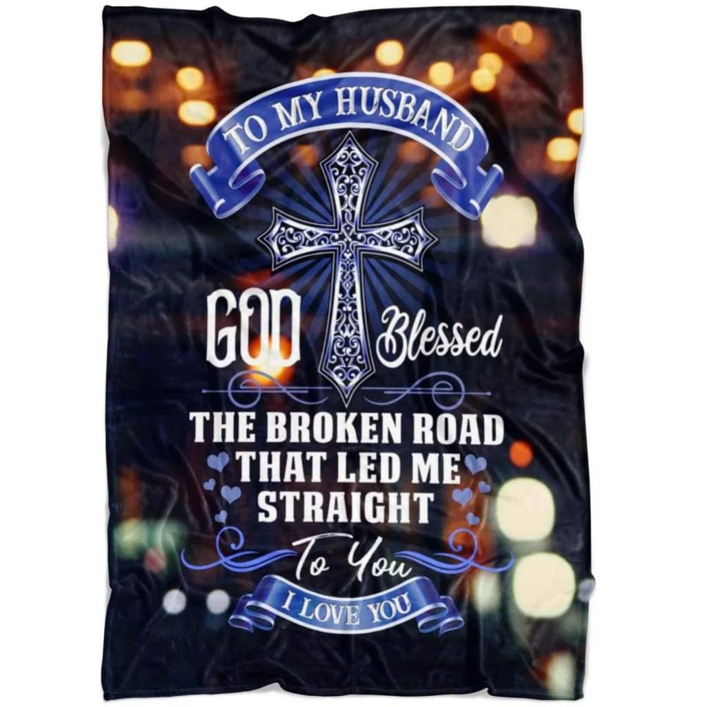 God Blessed The Broken Road Christian Prayer Blanket - Soft Fleece Bible Verse Throw with Lion Design for Worship, Church & Home Comfort